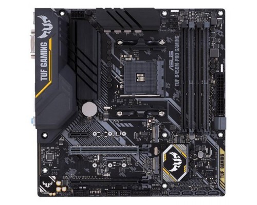 Мат. плата ASUS TUF B450M-PRO GAMING AM4, AMD B450, 4xDDR4, 2xPCI-Ex16, PCI-Ex1, DVI, HDMI, SATAIII+RAID, M.2, GBLan, ATX, Retail