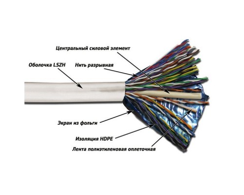 Кабель информационный Lanmaster TWT-5EFTP25-LSZH кат.5е SF/UTP общий экран в оплётке 25X2X24AWG LSZH внутренний 305м серый