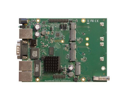 Маршрутизатор RBM33G RouterBOARD M33G with Dual Core 880MHz CPU, 256MB RAM, 3x Gbit LAN, 2x miniPCI-e, 2x SIM slots, USB, microSD slot, M.2 slot, RouterOS L4 OEM