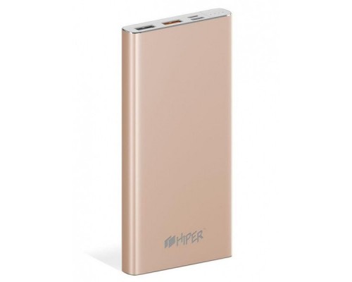 Мобильный аккумулятор Hiper MPX10000 Li-Pol 10000mAh 2.4A+3A+3A золотистый 2xUSB