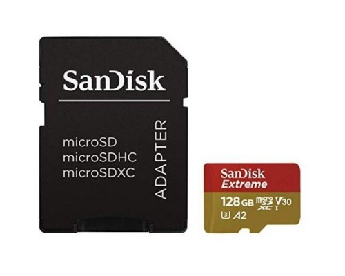 Карта памяти MicroSDXC 128Gb SanDisk Extreme SDSQXA1-128G-GN6AA C10/UHS-I U3/A2?/V30 R160 W90 +SDA