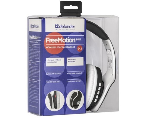 Гарнитура Defender FreeMotion B525 черный+белый, Bluetooth