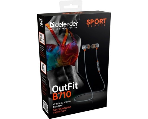 Гарнитура Defender OutFit B710 черный+оранжевый, Bluetooth