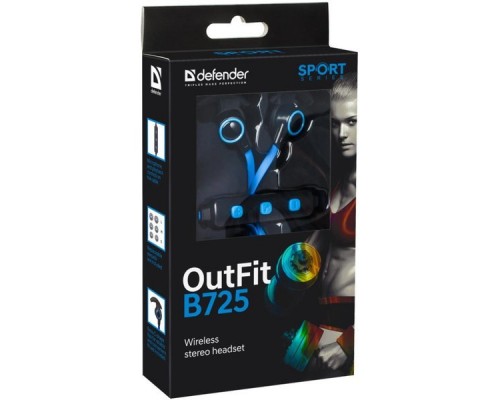 Гарнитура Defender OutFit B725 черный+синий, Bluetooth