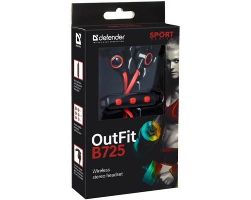 Гарнитура Defender OutFit B725 черный+красный, Bluetooth