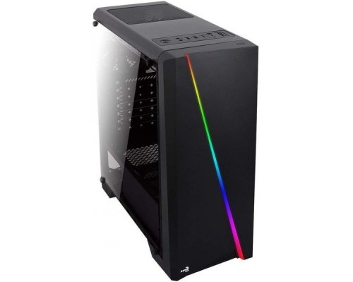 Корпус Aerocool [PGS-V] Cylon Tempered Glass , ATX, без БП, RGB подсветка, закаленное стекло, картридер, 1x USB 3.0 + 2x USB 2.0, 1х12см вентилятор в