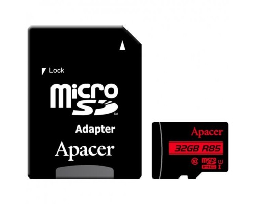 Память SD Card microSDHC 32GB Apacer Memory Card AP32GMCSH10U5-R UHS-I U1 Class 10, R85, Adapter, RTL