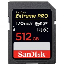 Флеш карта SD 512GB SanDisk SDXC Class 10 V30 UHS-I U3 Extreme Pro, 170MB/s                                                                                                                                                                               