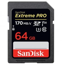 Флеш карта SD 64GB SanDisk SDXC Class 10 V30 UHS-I U3 Extreme Pro 170MB/s                                                                                                                                                                                 