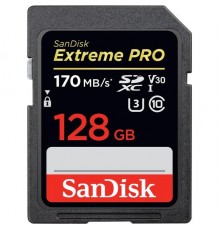 Флеш карта SD 128GB SanDisk SDXC Class 10 V30 UHS-I U3 Extreme Pro, 170MB/s                                                                                                                                                                               