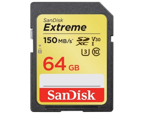 Флеш карта SD 64GB SanDisk SDXC Class 10 V30 UHS-I U3 Extreme 150MB/s