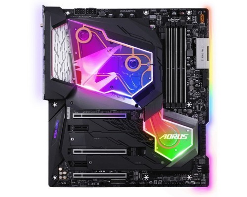 Материнская плата Z390 AORUS XTREME WATERFORCE, Socket 1151, Intel®Z390, 4xDDR4-2666, HDMI, 3xPCI-Ex16, 2xPCI-Ex1, 6xSATA3(RAID 0/1/5/10), 3xM.2, 8 Ch Audio, 1xGLan, 1x10GLan, Wi-Fi, (2+4)xUSB2.0, (6+2)xUSB3.1, (2+1)xUSB3.1 Type-C™, ATX, RTL,