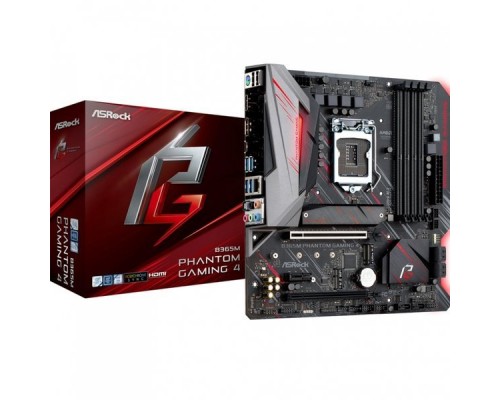 Материнская плата B365M PHANTOM GAMING 4, Socket 1151, Intel®B365, 4xDDR4-2666, HDMI+DP, 2xPCI-Ex16, 1xPCI-Ex1, 6xSATA3, 3xM.2, 8 Ch Audio, GLan, (2+4)xUSB2.0, (4+2)xUSB3.1, 1xUSB3.1 Type-C™, 1xPS/2, mATX, RTL