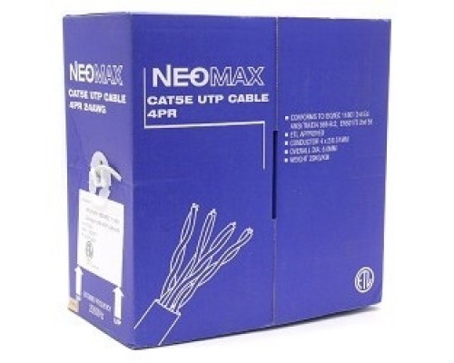 Кабель Neomax UTP, 4 пары, кат.5е, 305м., (0.45), серый