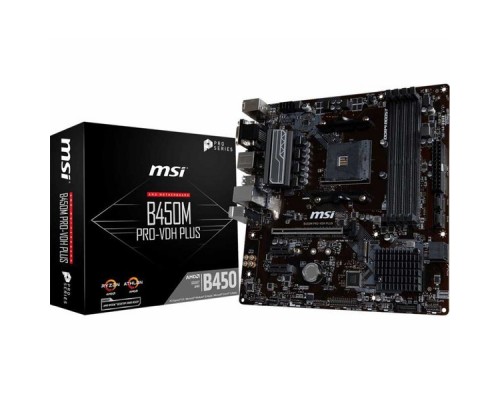 Материнская плата MSI B450M PRO-VDH PLUS SAM4 AMD B450 PCI-E DVI+HDMI GbLAN SATA RAID Micro-ATX 4DDR4 (RTL