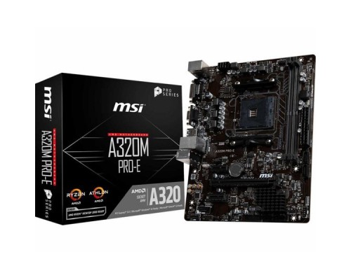 Материнская плата MSI A320M PRO-E SAM4 AMD A320 2xPCI-E Dsub+DVI GbLAN SATA RAID MicroATX 2DDR4 (RTL)