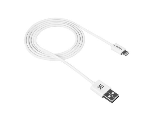 Кабель Lightning/USB, round, cable length 1m, White CANYON CNE-CFI1W