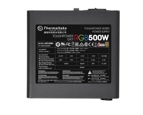 Блок питания Thermaltake ATX 500W Toughpower GX1 RGB 80+ gold (24+4+4pin) APFC 120mm fan color LED 6xSATA RTL