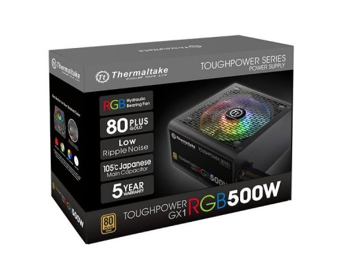 Блок питания Thermaltake ATX 500W Toughpower GX1 RGB 80+ gold (24+4+4pin) APFC 120mm fan color LED 6xSATA RTL