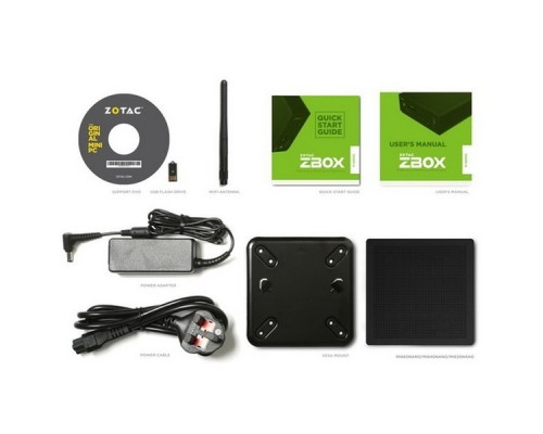 Платформа системного блока с ЦПУ ZBOX-MI620NANO-BE  i3 8130U, FanLess, 2xSoDimm DDR4-2400, SATA 6.0, Dual GLan, WIFI, BT, 5xUSB 3.0, 2xUSB3.1Type C, DP, HDMI, EU+UK PLUG, RTL