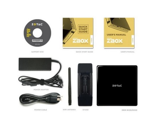 Платформа Zotac ZBOX-BI329-E Intel N4100, 2 x SoDimm DDR4-2400,SATAIII, DP/HDMI/VGA, 4xUSB3.0, 1xUSB2.0, WiFiac, BT 4.2,  EU PLUG, RTL