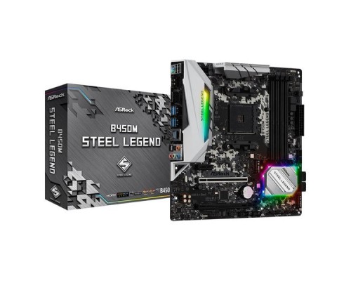 Материнская плата AMD B450 SAM4 MATX B450M STEEL LEGEND ASROCK