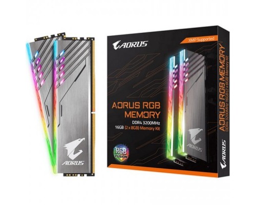 Модуль памяти 16GB Gigabyte DDR4 3200 DIMM Aorus RGB Silver Gaming Memory GP-AR32C16S8K2HU416R 2 pack Non-ECC, CL16, 1.35V, Kit (2x8GB), RTL GP-AR32C16S8K2HU416R  (804855)