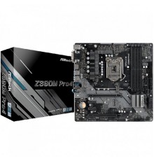 Материнская плата ASROCK Z390M PRO4, Socket 1151, Intel®Z390, 4xDDR4-2666, D-SUB+DVI-D+HDMI, 2xPCI-Ex16, 2xPCI-Ex1, 6xSATA3(RAID 0/1/5/10), 3xM.2, 8Ch Audio, 1xGLan, (0+3)xUSB2.0, (5+4)xUSB3.1, 1xUSB3.1 Type-C™, 2xPS/2, mATX, OEM                     