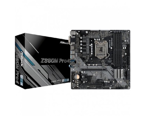 Материнская плата ASROCK Z390M PRO4, Socket 1151, Intel®Z390, 4xDDR4-2666, D-SUB+DVI-D+HDMI, 2xPCI-Ex16, 2xPCI-Ex1, 6xSATA3(RAID 0/1/5/10), 3xM.2, 8Ch Audio, 1xGLan, (0+3)xUSB2.0, (5+4)xUSB3.1, 1xUSB3.1 Type-C™, 2xPS/2, mATX, OEM