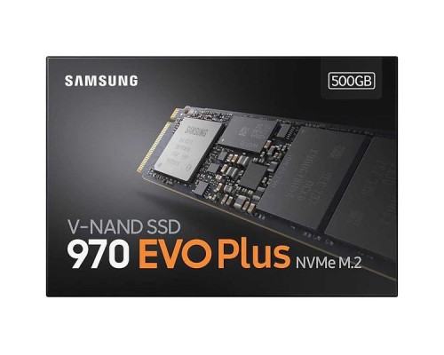 Жесткий диск SSD M.2 2280 500GB Samsung 970 EVO Plus Client SSD MZ-V7S500BW PCIe Gen3x4 with NVMe, 3500/3200, IOPS 480/550K, MTBF 1.5M, 3D NAND TLC, 512MB, 300TBW, NVMe 1.3, RTL  (628116)