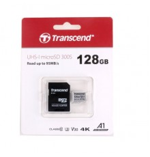 Флеш карта microSD 128GB Transcend High Performance, microSDXC UHS-I U3, V30, A2 [R/W - 100/85 MB/s] с адаптером                                                                                                                                          