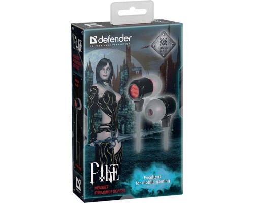 Гарнитура Defender Pike черный + красный, кабель 1,2 м