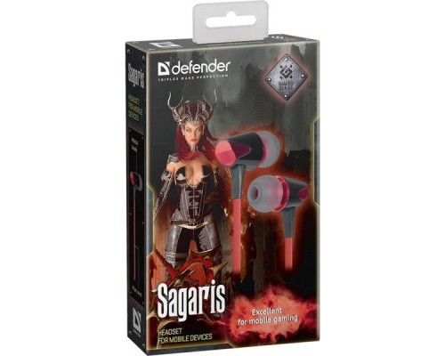 Гарнитура Defender Sagaris черный + красный, кабель 1,2 м