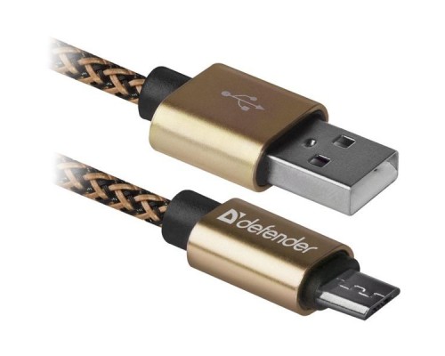 Кабель USB 2.0 A--micro-B 1.0м Defender USB08-03T PRO 87800 золотой