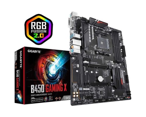 Материнская плата GigaByte B450 GAMING X SAM4 AMD B450 2xPCI-E DVI+HDMI GbLAN SATA RAID ATX 4DDR4 (RTL)