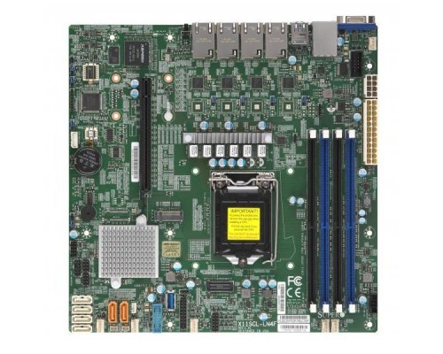 Материнская Плата SuperMicro MBD-X11SCL-LN4F-O Soc-1151 iC242 mATX 4xDDR4 6xSATA3 SATA RAID i210AT 4xGgbEth Ret