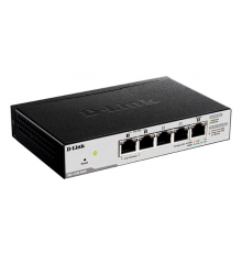 Коммутатор D-Link DGS-1100-05PD/U, L2 Smart Switch with 4 10/100/1000Base-T ports and 1 10/100/1000Base-T PD port(2 PoE ports 802.3af (15,4 W), PoE Budget 18W from 802.3at / 8W from 802.3af).2K Mac address, 802                                        