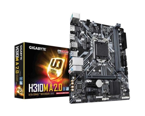 Материнская плата GIGABYTE H310M A 2.0, Socket 1151, Intel®H310, 2xDDR4-2666, HDMI+DP, 1xPCI-Ex16, 2xPCI-Ex1, 4xSATA3, 1xM.2, 8 Ch Audio, GLan, (4+2)xUSB2.0, (2+2)xUSB3.1, 2xPS/2, mATX, RTL,