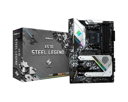 Материнская плата ASROCK X570 STEEL LEGEND, Socket AM4, AMD X570, 4xDDR4-3200, HDMI+DP, 2xPCI-Ex16, 3xPCI-Ex1, 8xSATA3(RAID 0/1/10), 3xM.2, 8 Ch Audio, GLan, (0+4)xUSB2.0, (7+4)xUSB3.2, (1+0)xUSB3.2 Type-C™, 1xPS/2, ATX, RTL