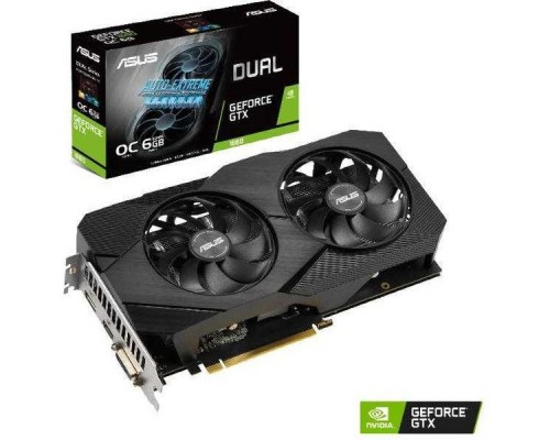 Видеокарта 6Gb PCI-E DDR5 ASUS DUAL-GTX1660-O6G-EVO (RTL) DVI+HDMI+DP GeForce  GTX1660