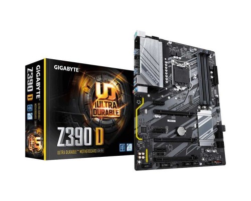 Материнская плата GIGABYTE Z390 D, Socket 1151, Intel®Z390, 4xDDR4-2666, HDMI, 3xPCI-Ex16, 3xPCI-Ex1, 6xSATA3(RAID 0/1/5/10), 1xM.2, 8Ch Audio, 1xGLan, (0+4)xUSB2.0, (6+2)xUSB3.1, 2xPS/2, ATX, RTL,