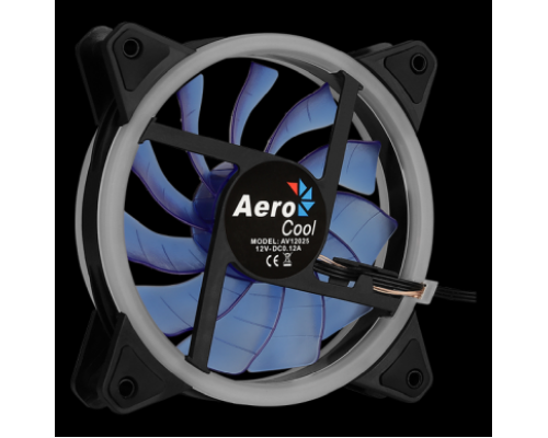 Вентилятор Aerocool REV Blue , 120x120x25мм, цвет светодиодов : синий, подсветка в виде двойного кольца, 3+4-Pin, 1200 об/мин, 41,3 CFM, 15,1 дБА