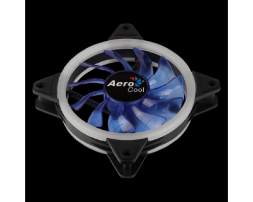 Вентилятор Aerocool REV Blue , 120x120x25мм, цвет светодиодов : синий, подсветка в виде двойного кольца, 3+4-Pin, 1200 об/мин, 41,3 CFM, 15,1 дБА