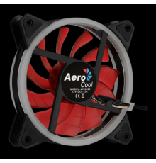 Вентилятор Aerocool REV Red , 120x120x25мм, цвет светодиодов : красный, подсветка в виде двойного кольца, 3+4-Pin, 1200 об/мин, 41,3 CFM, 15,1 дБА                                                                                                        