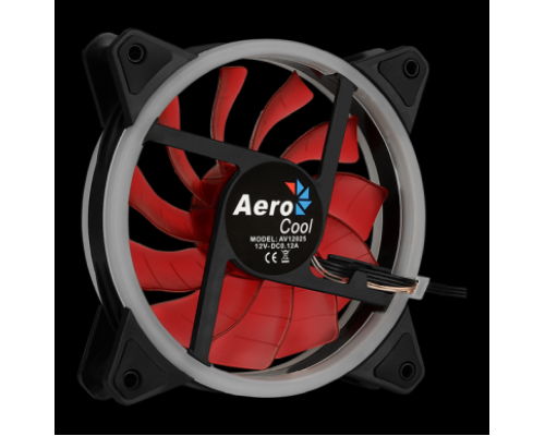 Вентилятор Aerocool REV Red , 120x120x25мм, цвет светодиодов : красный, подсветка в виде двойного кольца, 3+4-Pin, 1200 об/мин, 41,3 CFM, 15,1 дБА