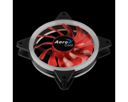 Вентилятор Aerocool REV Red , 120x120x25мм, цвет светодиодов : красный, подсветка в виде двойного кольца, 3+4-Pin, 1200 об/мин, 41,3 CFM, 15,1 дБА