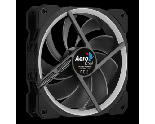 Вентилятор Aerocool ORBIT , 120x120x25мм, 16,8 млн. цветов, RGB подсветка в виде двойного кольца, 3-Pin, 1200 об/мин, 55,9 CFM, 14,1 дБА