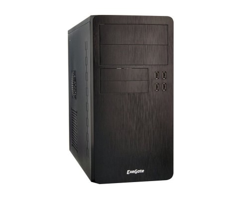 Корпус Minitower ExeGate SP-415UP Black, mATX UN500, 120mm 4*USB+2*USB3.0, HD Audio, петля, без винтовое крепление HDD, датчик вскрытия