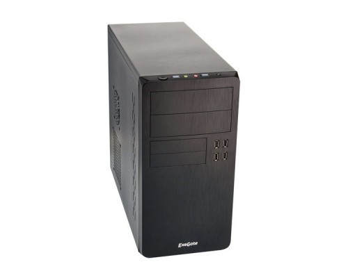 Корпус Minitower ExeGate SP-415UP Black, mATX UN500, 120mm 4*USB+2*USB3.0, HD Audio, петля, без винтовое крепление HDD, датчик вскрытия