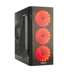 Корпус Miditower ExeGate EVO-7215 Black-Red light, ATX, 500NPX, 120mm, 1*USB+1*USB3.0, Audio                                                                                                                                                              